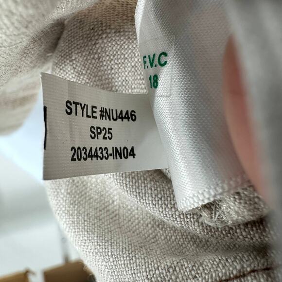 Madewell Linen Pleated Shell Top Sz XS Oat Wide Swing Hem Keyhole Back High Neck - Picture 10 of 12